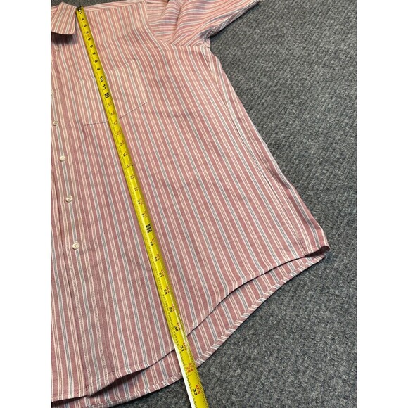 Arrow Dover Dress Shirt Mens Size 16.5 Red Stripe Regular Fit Short Sleeve - Picture 7 of 8